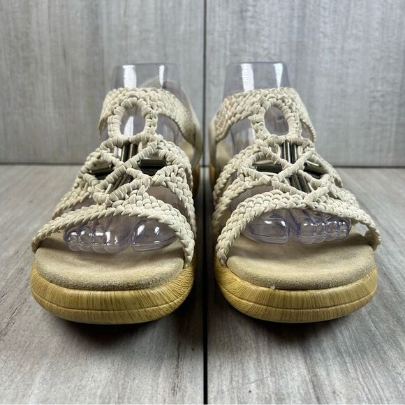 Alegria Jen620 Beige Braided Leather Sandal Strap Hook and Loop Women Size 10 40 - Picture 5 of 9